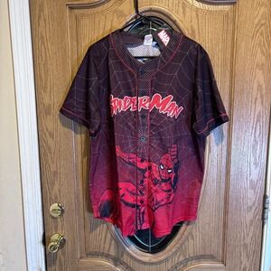 Marvel Spider-Man‎ Jersey Number 62 Baseball Button Down Graphic Men's Size L